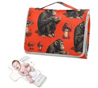 Matelas à langer réutilisable avec poche à mouchoirs, carnivore paresseux, chimpanzé, champignon, rouge, étanche, kit de voyage pour nourrisson, cambiadores de pa?ales para Bebes