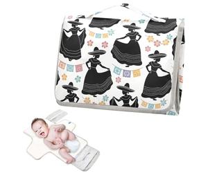 Matelas à langer réutilisable avec poche à mouchoirs Cinco De Mayo Silhouette Noir Tapis imperméable pour bébé et nourrisson Kit de station de voyage Cambiadores de pa?ales para Bebes