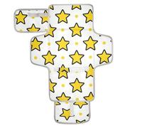 Matelas à langer réutilisable avec poche à mouchoirs, coussin à langer portable avec oreiller intégré Motif étoiles jaunes