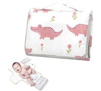 Matelas à langer réutilisable avec poche à mouchoirs, en bois, motif alligator rose, matelas à langer de voyage pour bébé, léger et pliable