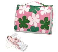 Matelas à langer réutilisable avec poche à mouchoirs en forme de trèfle d'Irlande du Nord, rose et vert, matelas à langer portable pour maman, papa, cambiador de pa?ales para Bebes