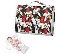 Matelas à langer réutilisable avec poche à mouchoirs, kung fu, coq de poulet, tapis à langer de voyage avec oreiller intégré cambiadores de pa?ales para Bebes