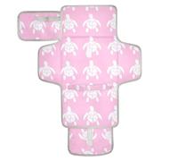 Matelas à langer réutilisable avec poche à mouchoirs, matelas à langer étanche, kit station de voyage pour nourrisson, silhouette de tortue, rose