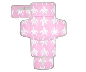 Matelas à langer réutilisable avec poche à mouchoirs, matelas à langer étanche, kit station de voyage pour nourrisson, silhouette de tortue, rose