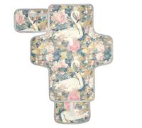 Matelas à langer réutilisable avec poche à mouchoirs, matelas à langer imperméable pour bébé avec oreiller intégré, flamants roses, pivoines blanches
