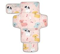 Matelas à langer réutilisable avec poche à mouchoirs, matelas à langer imperméable pour bébé, pour mamans, papas, dessins animés, chiens mignons rouge clair