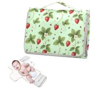 Matelas à langer réutilisable avec poche à mouchoirs, motif fleurs de fraises rouges et abeilles, matelas à langer portable avec oreiller intégré cambiadores de pa?ales para Bebes