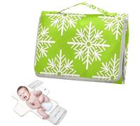 Matelas à langer réutilisable avec poche à mouchoirs, motif flocon de neige tendance vert citron, tapis à langer portable pour maman, papa, cambiador de pa?ales para Bebes