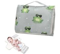 Matelas à langer réutilisable avec poche à mouchoirs, motif grenouille de plage hippie, tapis imperméable pour bébé, léger et pliable, cambiadores de pa?ales para Bebes