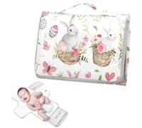 Matelas à langer réutilisable avec poche à mouchoirs - Motif lapins de Pâques - Portable - Pour bébé - Kit de voyage - Cambiador de pa?ales para Bebes