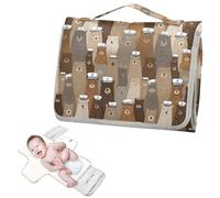 Matelas à langer réutilisable avec poche à mouchoirs, motif ours marron coquin, tapis à langer portable pour maman, papa, cambiadores de pa?ales para Bebes