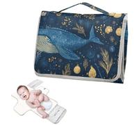 Matelas à langer réutilisable avec poche à mouchoirs, motif requin « Happy New Year », tapis à langer portable pour bébé, léger et pliable, cambiador de pa?ales para Bebes