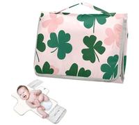 Matelas à langer réutilisable avec poche à mouchoirs Motif trèfle Rose Vert Coussin à langer de voyage avec oreiller intégré Cambiador de pa?ales para Bebes