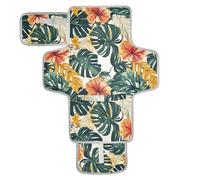 Matelas à langer réutilisable avec poche à mouchoirs pour bébé avec coussin intégré Motif feuilles vertes et fleurs rouges
