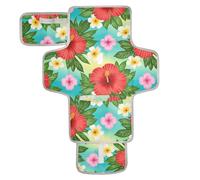 Matelas à langer réutilisable avec poche à mouchoirs pour bébé fille et garçon Motif fleurs d'hibiscus d'été Plumeria
