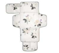 Matelas à langer réutilisable avec poche à mouchoirs pour bébé Motif fleurs blanches lavées à l'encre