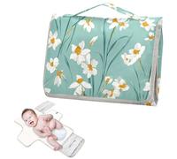 Matelas à langer réutilisable avec poche à mouchoirs, style Oliver Jeffers, jonquille, turquoise, imperméable, pour bébé, avec oreiller intégré