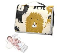Matelas à langer réutilisable avec poche à mouchoirs style Oliver Jeffers Lion Vanille Or et Noir Matelas à langer imperméable pour mamans, papas, cambiadores de pa?ales para Bebes
