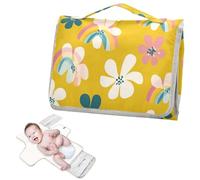 Matelas à langer réutilisable avec poche à mouchoirs style Oliver Jeffers, tapis à langer jaune azalée arc-en-ciel pour table, léger et pliable, cambiadores de pa ales para Bebes