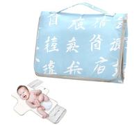 Matelas à langer réutilisable avec poche à mouchoirs, tapis à langer portable pour bébé, kit station de voyage pour nourrisson, lettres chinoises bleu clair