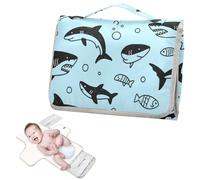 Matelas à langer réutilisable avec poche en tissu bleu océan, requin, poisson, tapis imperméable pour bébé fille et garçon, cambiador de pa?ales para Bebes