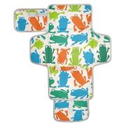 Matelas à langer réutilisable avec poche en tissu imperméable pour bébé fille et garçon Motif grenouille Beige