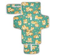 Matelas à langer réutilisable avec poche en tissu imperméable pour bébé fille et garçon Motif tigres rusés Vert