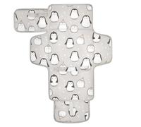 Matelas à langer réutilisable avec poche en tissu imperméable pour bébé, pour mamans, papas, animal d'hiver, pingouin, gris