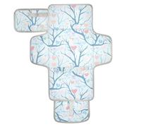 Matelas à langer réutilisable avec poche en tissu imperméable pour mamans, papas, arbre d'amour, bleu pastel simple
