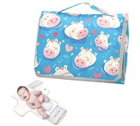 Matelas à langer réutilisable avec poche en tissu - Kit de voyage pour bébé - Motif hippopotame bleu