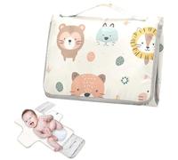 Matelas à langer réutilisable avec poche en tissu - Matelas à langer léger et pliable - Motif visages d'animaux mignons