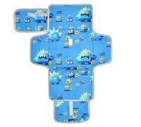 Matelas à langer réutilisable avec poche en tissu - Matelas à langer portable avec oreiller intégré - Motif monstre mignon - Bleu