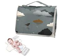 Matelas à langer réutilisable avec poche en tissu - Moineau du Nil, nuage, île, gris - Coussinets imperméables pour bébé - Kit de voyage cambiadores de pa?ales para Bebes
