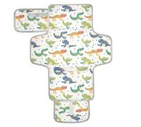 Matelas à langer réutilisable avec poche en tissu Motif alligator Ivoire