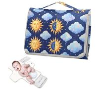 Matelas à langer réutilisable avec poche en tissu Motif lune et soleil magique céleste Pour mamans, papas cambiadores de pa?ales para Bebes