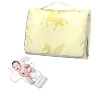 Matelas à langer réutilisable avec poche en tissu - Pégase fantôme - Jaune pastel - Coussin à langer avec oreiller intégré