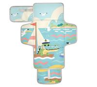 Matelas à langer réutilisable avec poche en tissu pour maman, papa, motif crocodile bleu