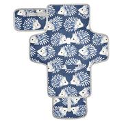 Matelas à langer réutilisable avec poche en tissu pour table à langer avec oreiller intégré Style Henri Hérisson Bleu indigo