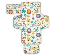 Matelas à langer réutilisable avec poche en tissu pour table à langer pour maman, papa, dessin animé, soleil, nuages, enfantin