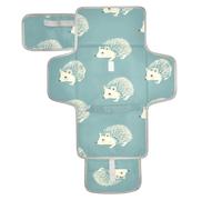 Matelas à langer réutilisable avec poche en tissu - Tapis à langer de voyage pour bébé - Kit de station de voyage - Style ancien - Hérisson - Écume de mer - Bleu sarcelle
