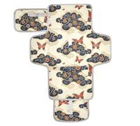 Matelas à langer réutilisable avec poche en tissu - Tapis à langer pour bébé - Kit de station de voyage traditionnel chinois - Motif papillons et nuages