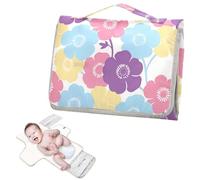 Matelas à langer réutilisable et facile à nettoyer avec poche à mouchoirs Silhouette violette Fleur bleue Matelas à langer pour table de voyage pour bébé Kit cambiador de pa ales para Bebes