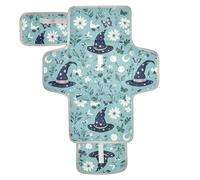 Matelas à langer réutilisable et lavable avec poche à mouchoirs, matelas à langer portable avec oreiller intégré, chapeaux de sorcière mystère bleu bohème