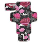 Matelas à langer réutilisable et lavable avec poche en tissu pour fille et garçon Motif roses Peach Noir