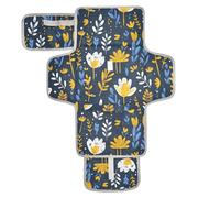 Matelas à langer réutilisable et lavable avec poche en tissu pour table à langer pour maman, papa, iris, jaune moutarde et bleu denim