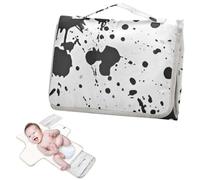 Matelas à langer réutilisable noir et blanc à taches d'encre aquarelle avec poche à mouchoirs, tapis à langer portable pour bébé, station de voyage pour nourrisson, kit cambiadores de pa?ales para