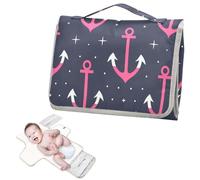 Matelas à langer réutilisable portable avec poche à mouchoirs Lignes audacieuses Ocean Magenta foncé Matelas à langer imperméable pour bébé Kit de voyage Cambiador de pa?ales para Bebes