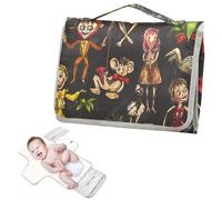 Matelas à langer réutilisable portable avec poche à mouchoirs, motif fée bizarre, tapis à langer portable pour bébé avec oreiller intégré cambiadores de pa?ales para Bebes