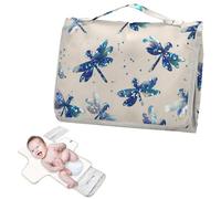 Matelas à langer réutilisable portable avec poche à mouchoirs, motif libellule de minuit, bleu marine, matelas à langer imperméable pour bébé, pour mamans, papas, cambiador de pa?ales para Bebes