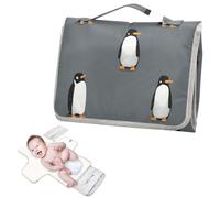 Matelas à langer réutilisable portable avec poche à mouchoirs, motif pingouin mignon, tapis imperméable pour bébé, pour maman, papa, cambiador de pa?ales para Bebes